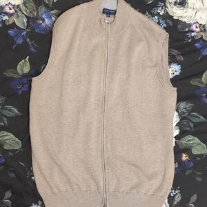 Peter Millar Men's Beige Zip-Up Sweater Vest